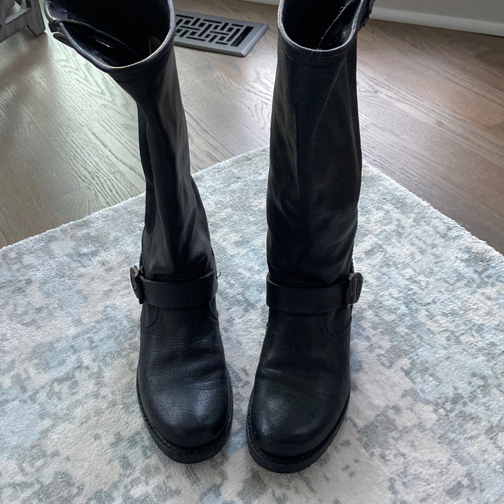 Frye Veronica Slouch Wide Calf black leather boots sz 9